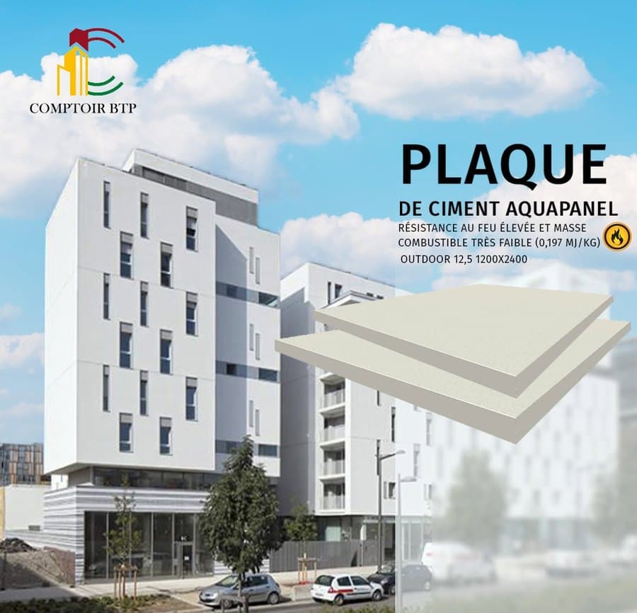 Plaque de ciment Knauf Aquapanel sur une façade achevée