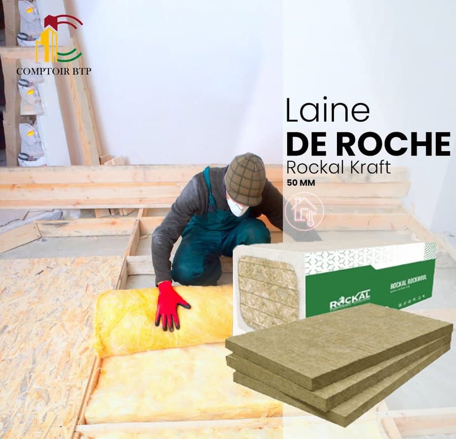 Laine de roche Rockal, 50 mm surfacée kraft